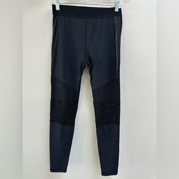 ALALA BLACK MOTO MESH HIGH RISE LEGGINGS M - Picture 1 of 6